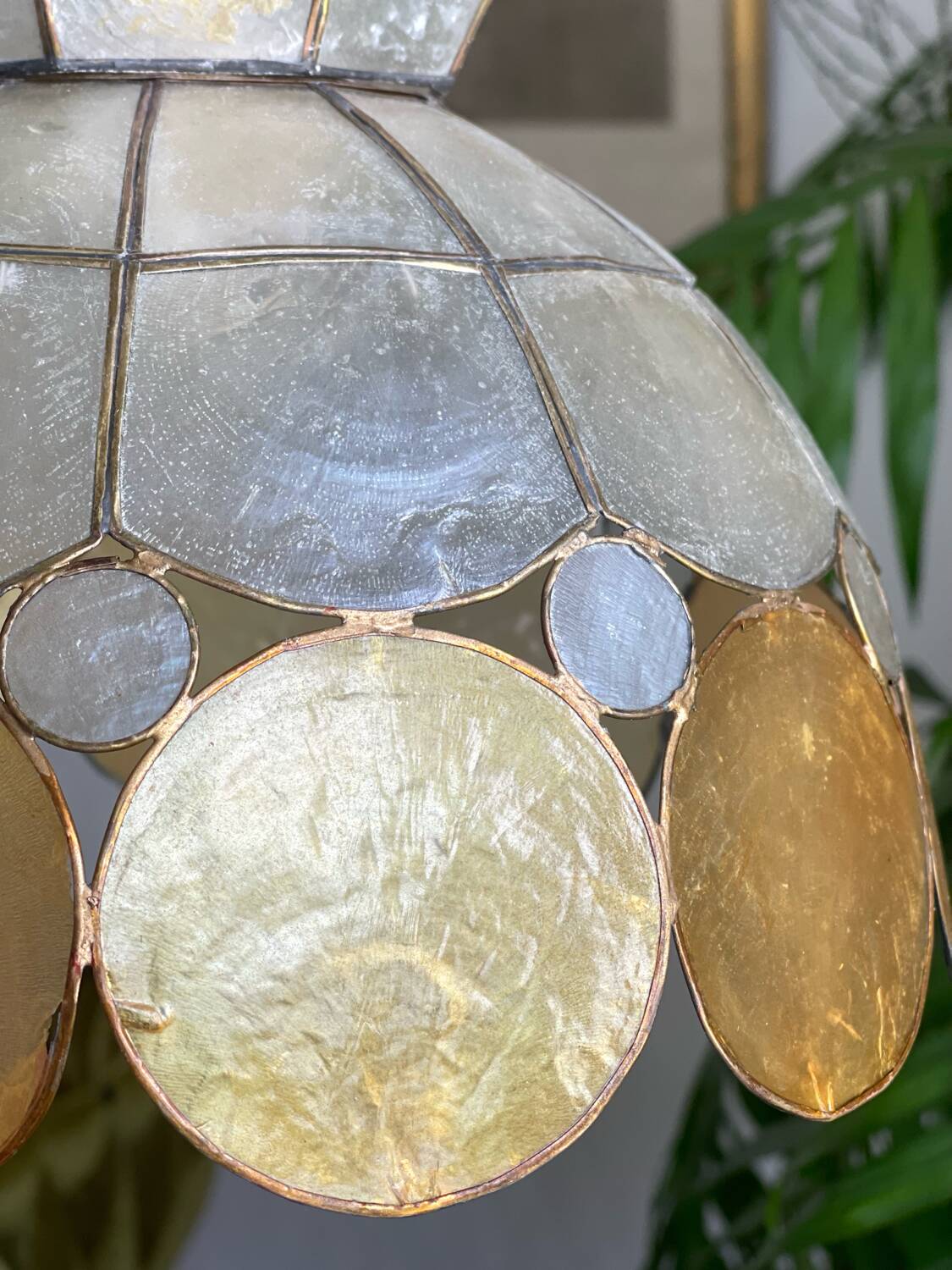 Mother-of-pearl and brass lampshade