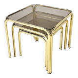 Brass and smoked glass nesting tables