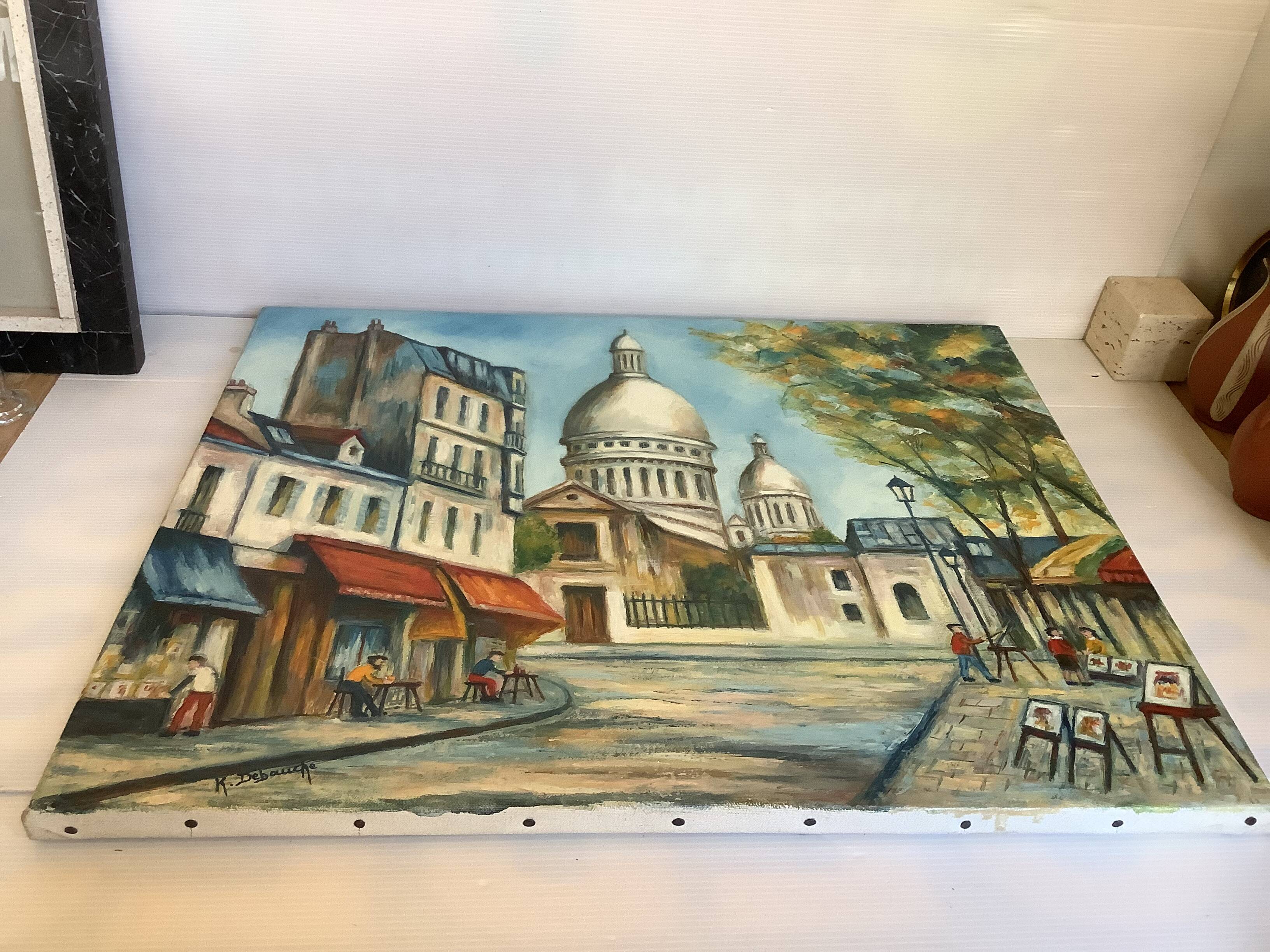 Painting view of Paris oil on canvas signed