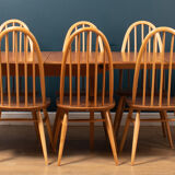 Vintage ercol elm model 445 grand plan dining table & 8 chairs including two carvers