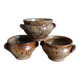 Soup bowls and cups in Puisaye stoneware by Jean-Pierre Prud'homme