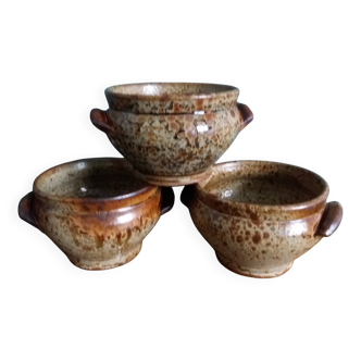 Soup bowls and cups in Puisaye stoneware by Jean-Pierre Prud'homme