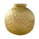 Large Art Deco ball vase in frosted glass ocher yellow
