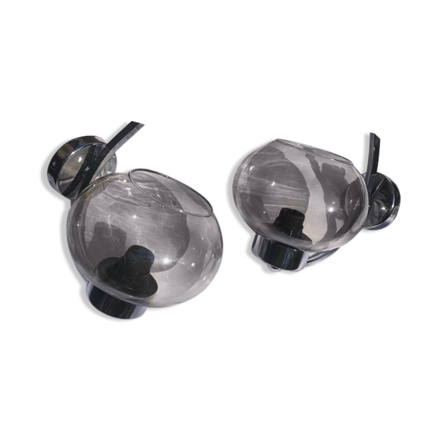 globe wall lamp, smoked glass