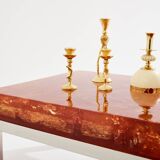 Marie-Claude De Fouquières orange fractal resin coffee table 1970