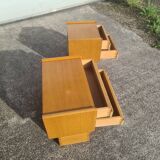 Pair of bedside tables, vintage rattan side furniture 1960