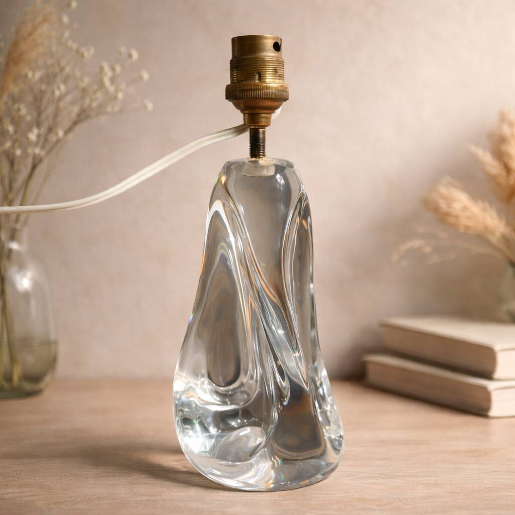 Modernist crystal lamp sculpture signed Schneider Paris France