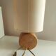 Wooden lamp with silk lampshade, hand painted, signed