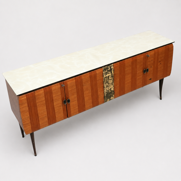 Buffet vintage italien avec plateau en verre – dans le style de Vittorio Dassi