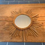 Vintage rattan sun mirror
