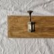 Vintage wooden wall coat rack - 3 chrome metal hooks