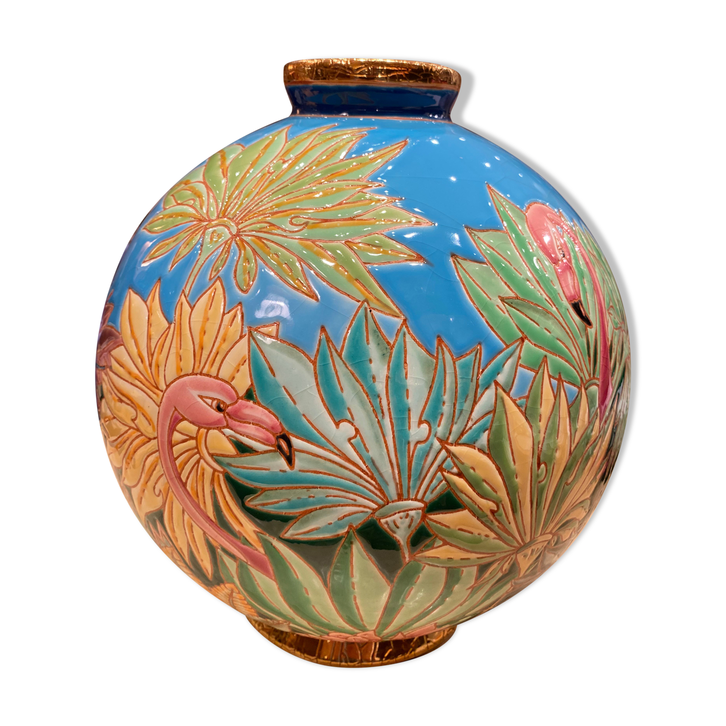 Vase boule Émaux de Longwy Selency