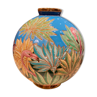 Longwy Enamel Ball Vase