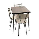 Table formica grise et ses 3 chaises