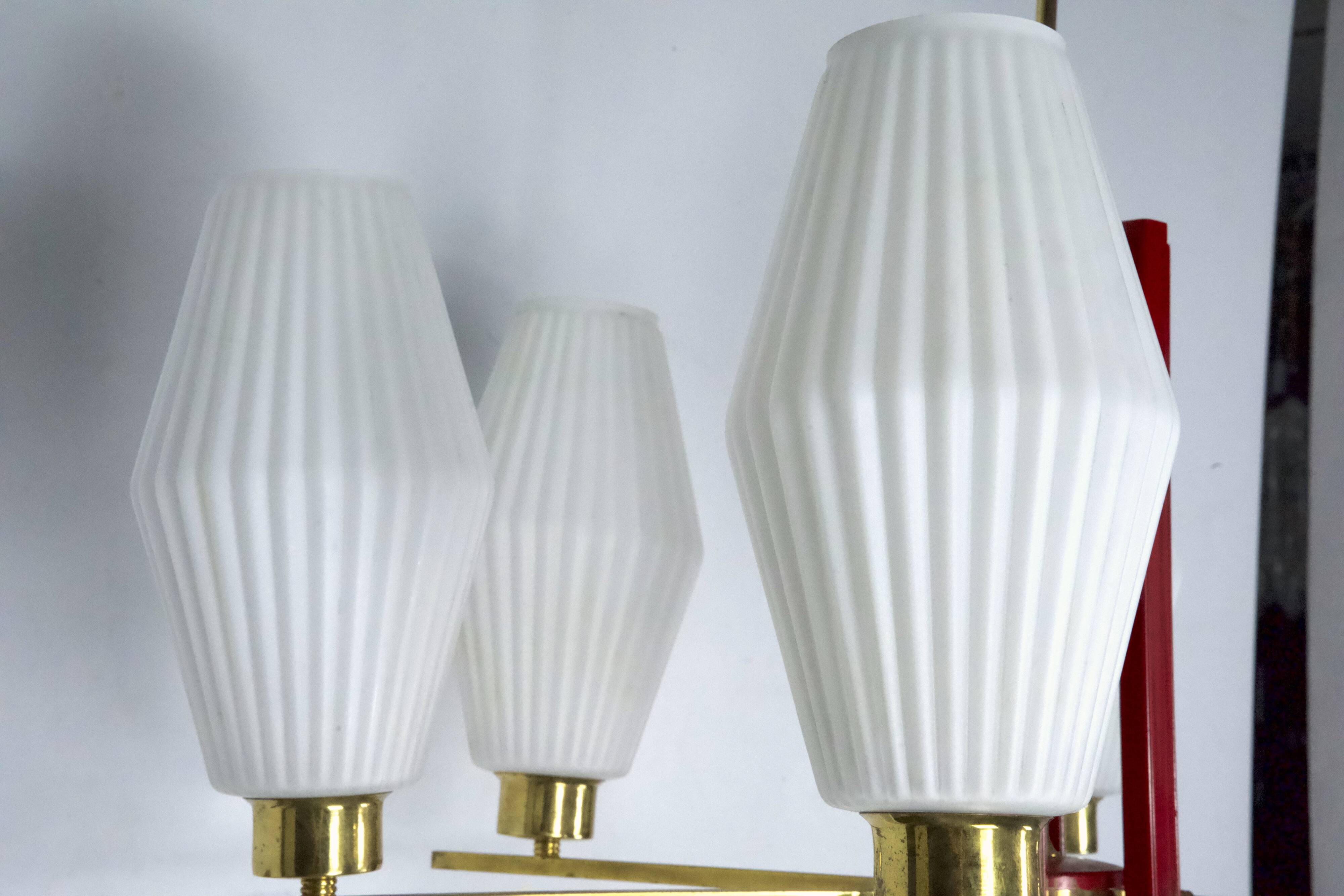 Large Mid-Century Arredoluce Monza manner chandelier. 1950s Italian design