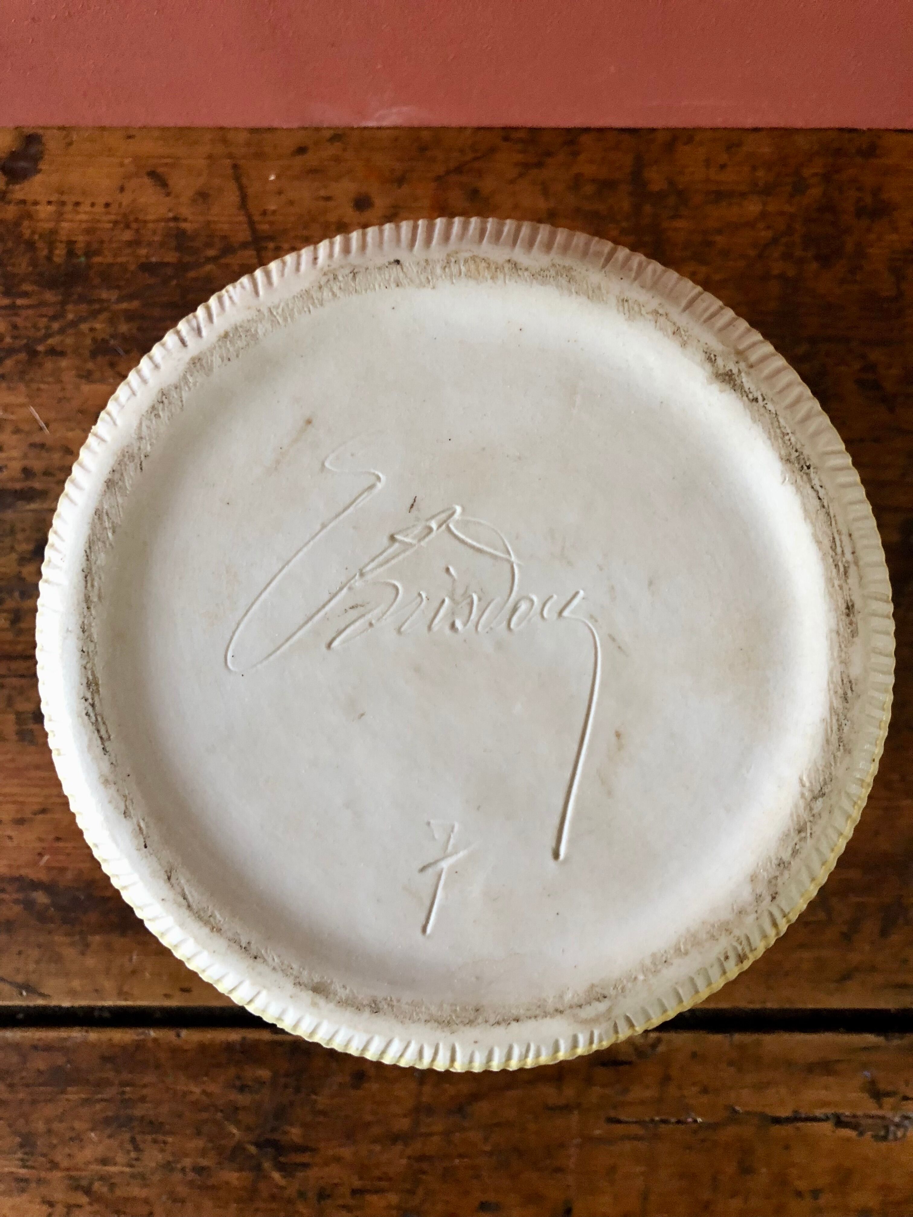 Covered ceramic sugar pot signed