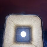 Base stuck blue beige marble-plaster, fringed lampshade Houles, 21st century.