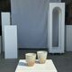 Set of 2 cups in Indonesian ceramic (brown & speckled glazed matte)