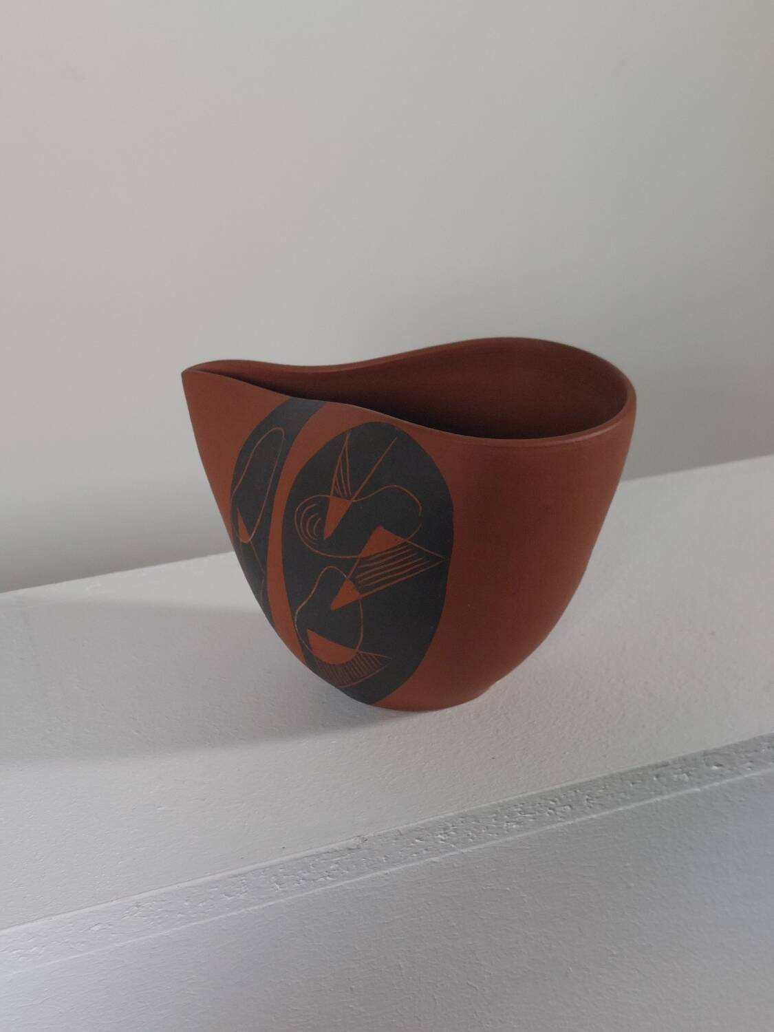 Vintage sgraffito decor ceramic vase Rudi Stahl Germany 1950s