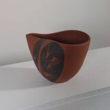 Vintage sgraffito decor ceramic vase Rudi Stahl Germany 1950s