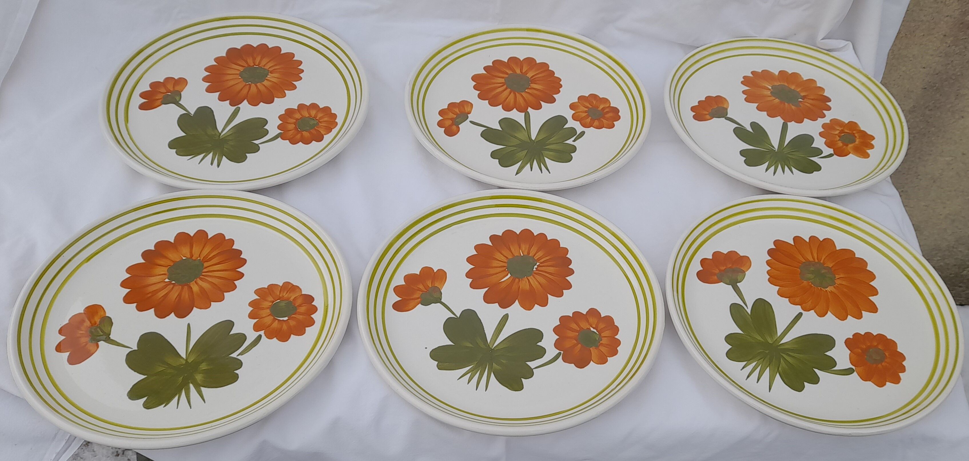 6 assiettes plates en faïence de Digoin Sarreguemines modèle G Genes dim 23,5 cm