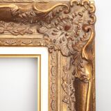 Marco barroco vintage de madera y paspartú hecho a mano.