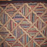 Handmade antique American hooked runner 2.9' x 8.3' (88cm x 252cm) 1880s - 1B439