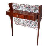 Ebonized Beech and Rose-Patterned Fabric Console with a Drawer, Italy