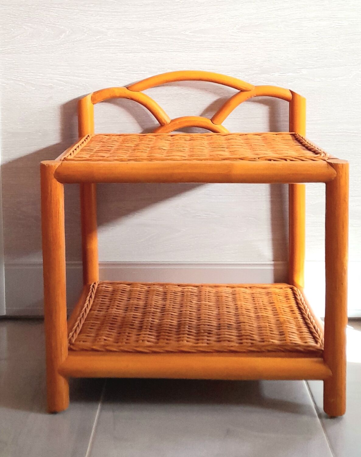 60s rattan bedside table