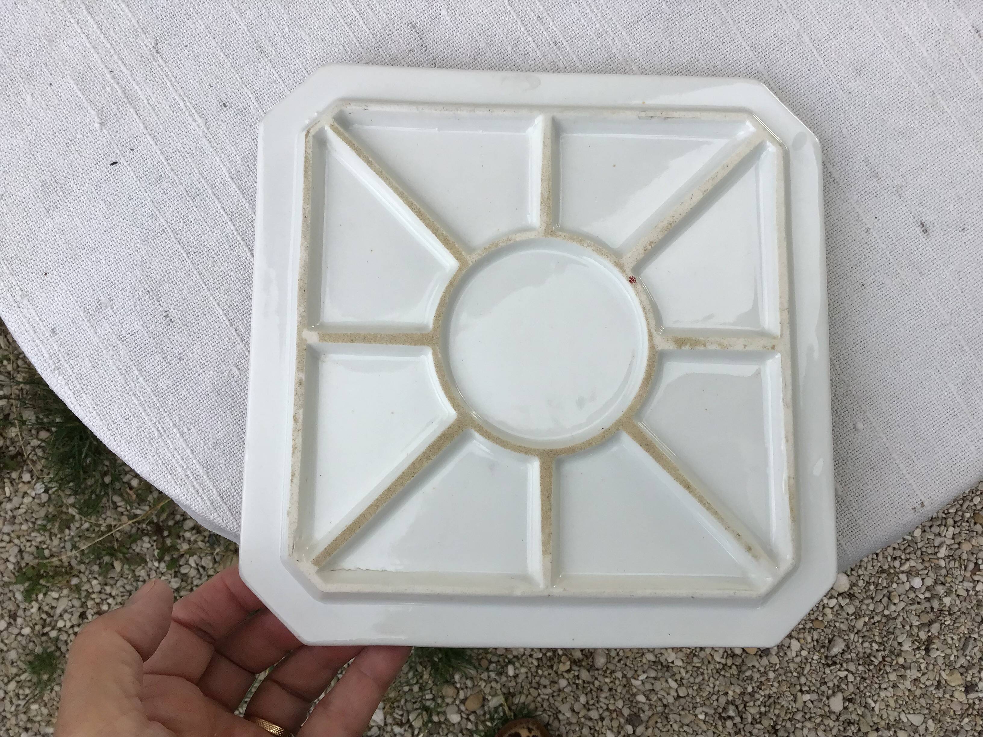 Vintage checkered ceramic trivet
