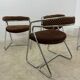 Set of 4 chrome tubular chairs Italian design from the 70s vintage fabric and metal