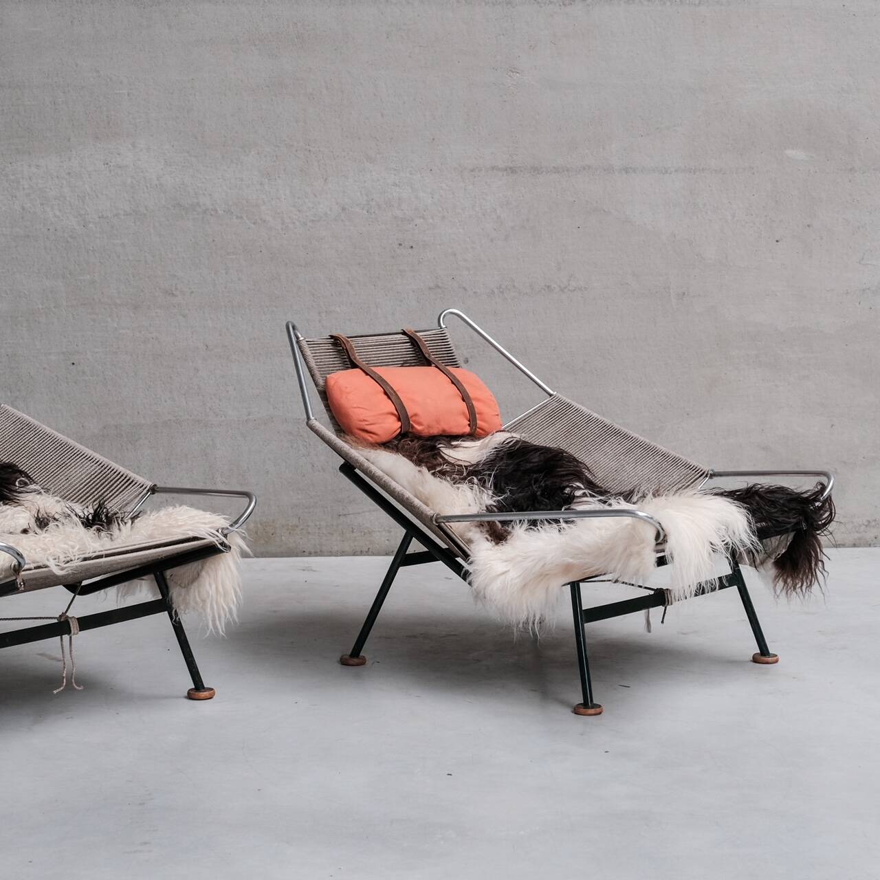 Pair of Original Hans Wegner Flag Halyard Lounge Chairs for Getama