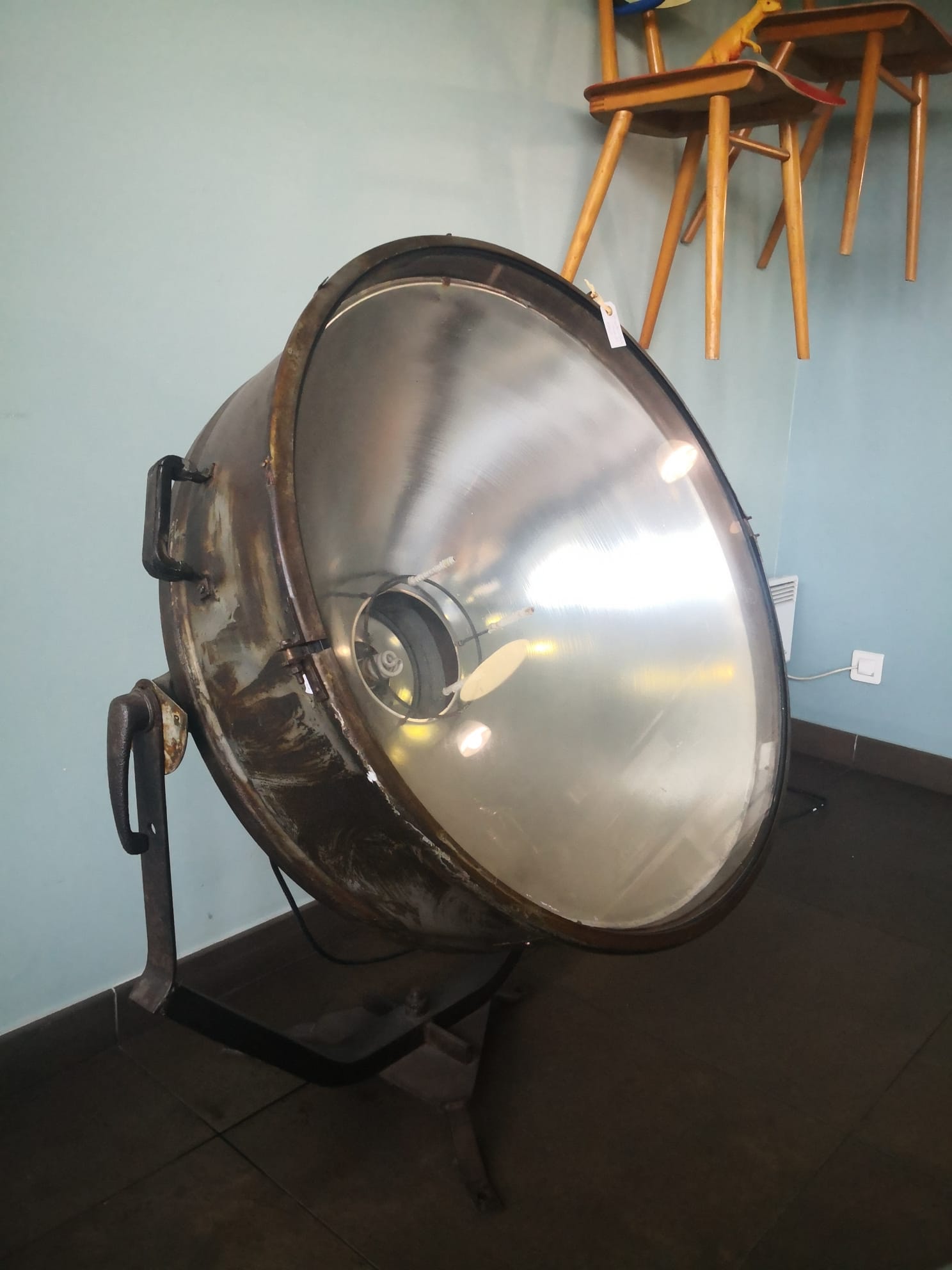 Vintage projector, football stadium, 50s, lighthouse