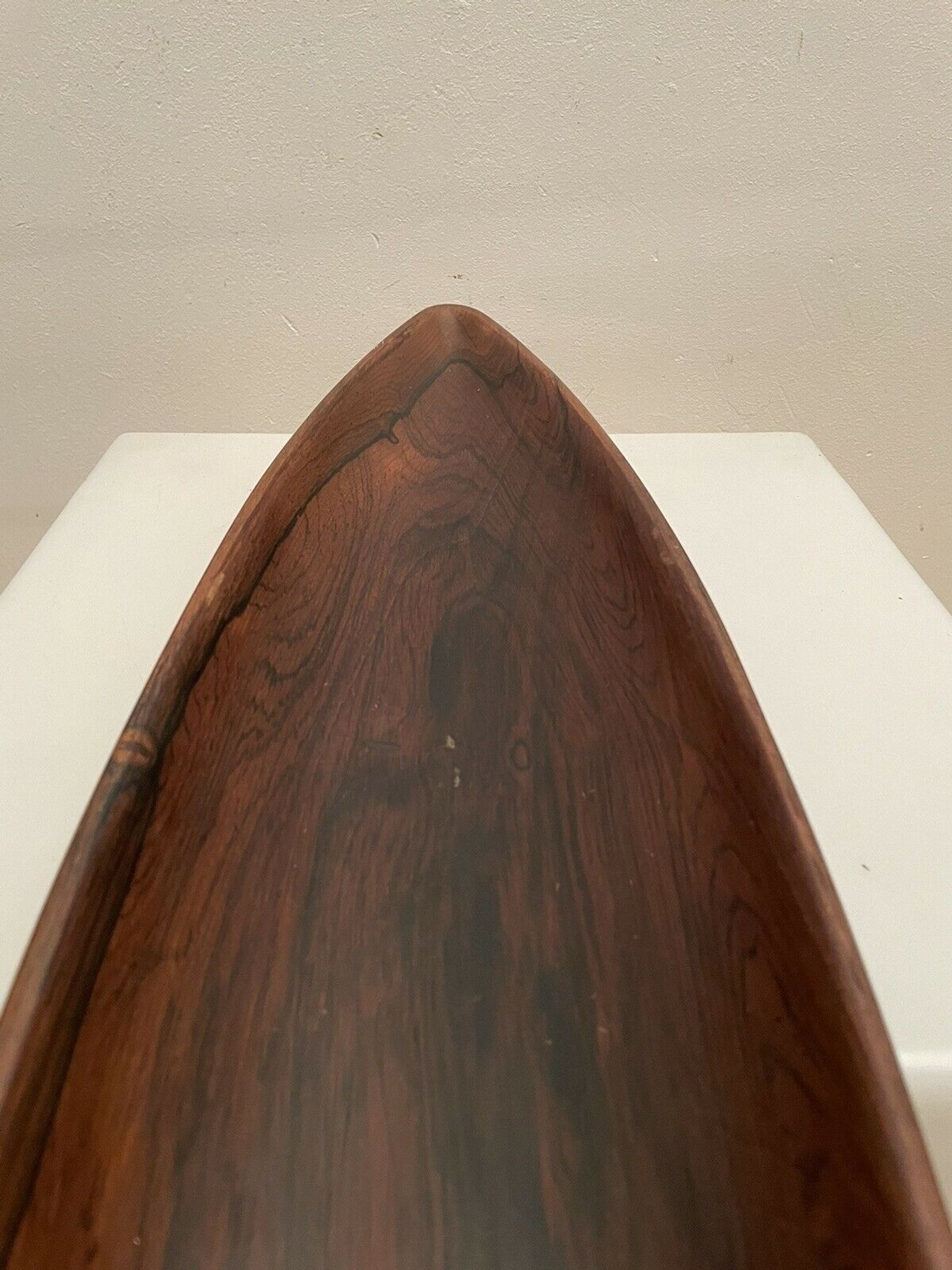 Centerpiece, canoe, wood art, jean gillon, jacaranda, vintage 70