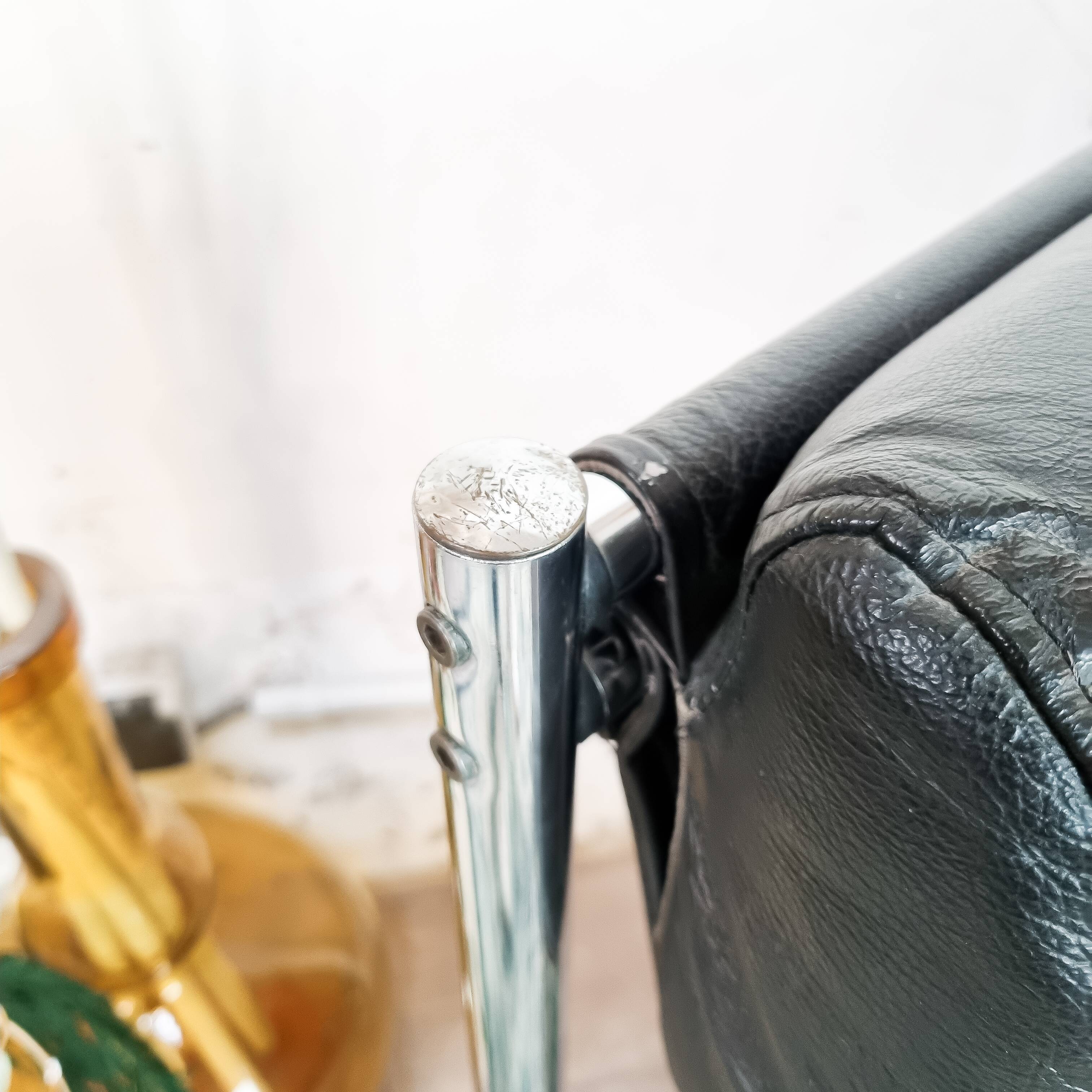 Armchair "OMEGA" 1985 in black leather
