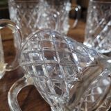 6 mazagrans en verre pressé motif diamant