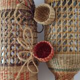 Vintage Wicker Woven Bottles Origin Vietnam