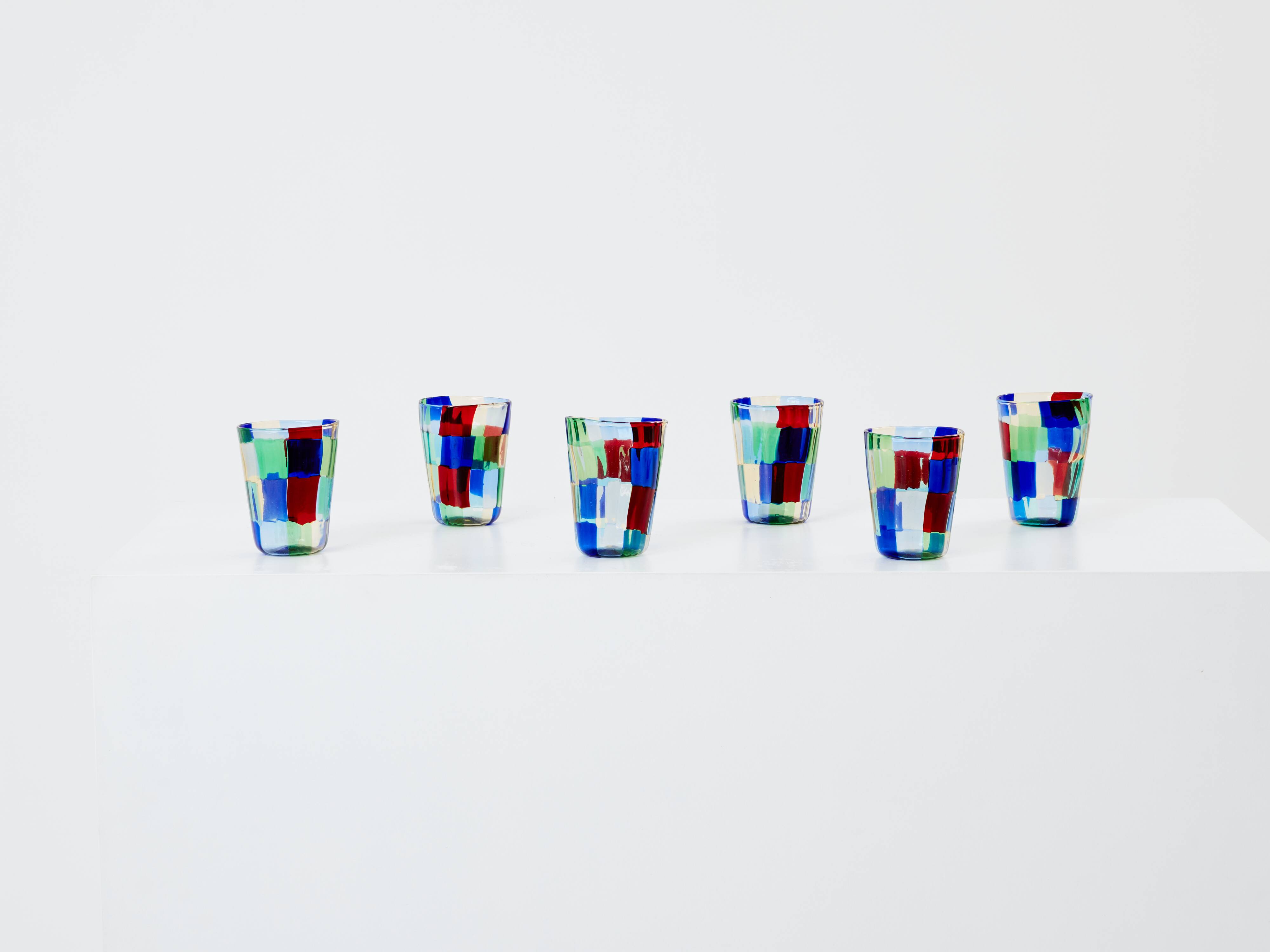 Set of 6 Italian Murano glass goblets circa 1980 murano