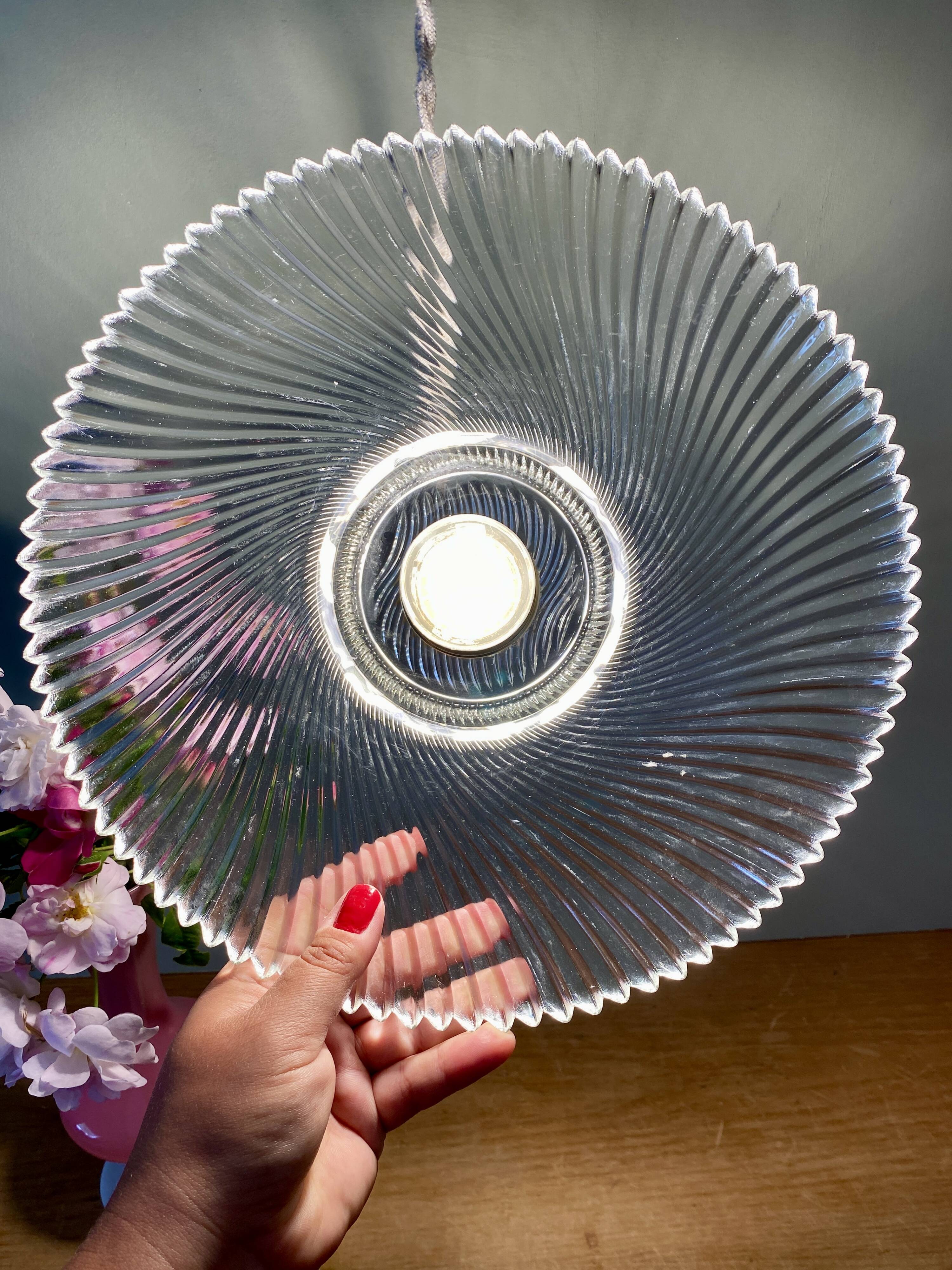 Vintage molded glass lampshade pendant light - tableware collection -