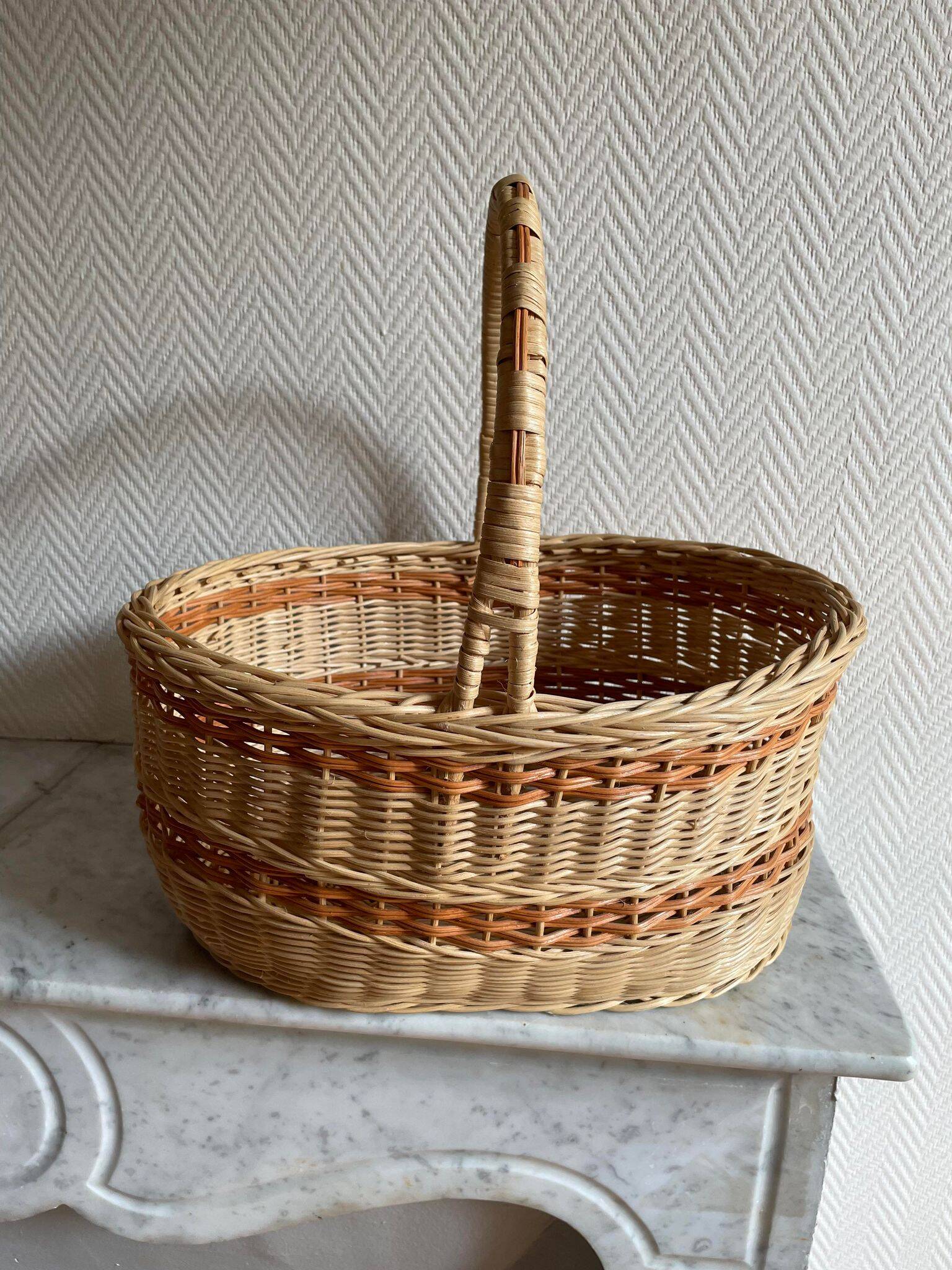 Panier osier orange beige