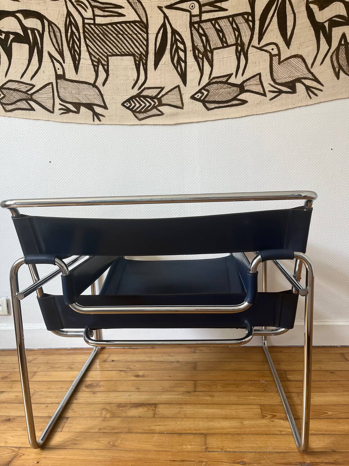 Wassily armchair by Marcel Breuer, midnight blue, Italian edition