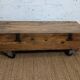 Rustic coffee table on wheels