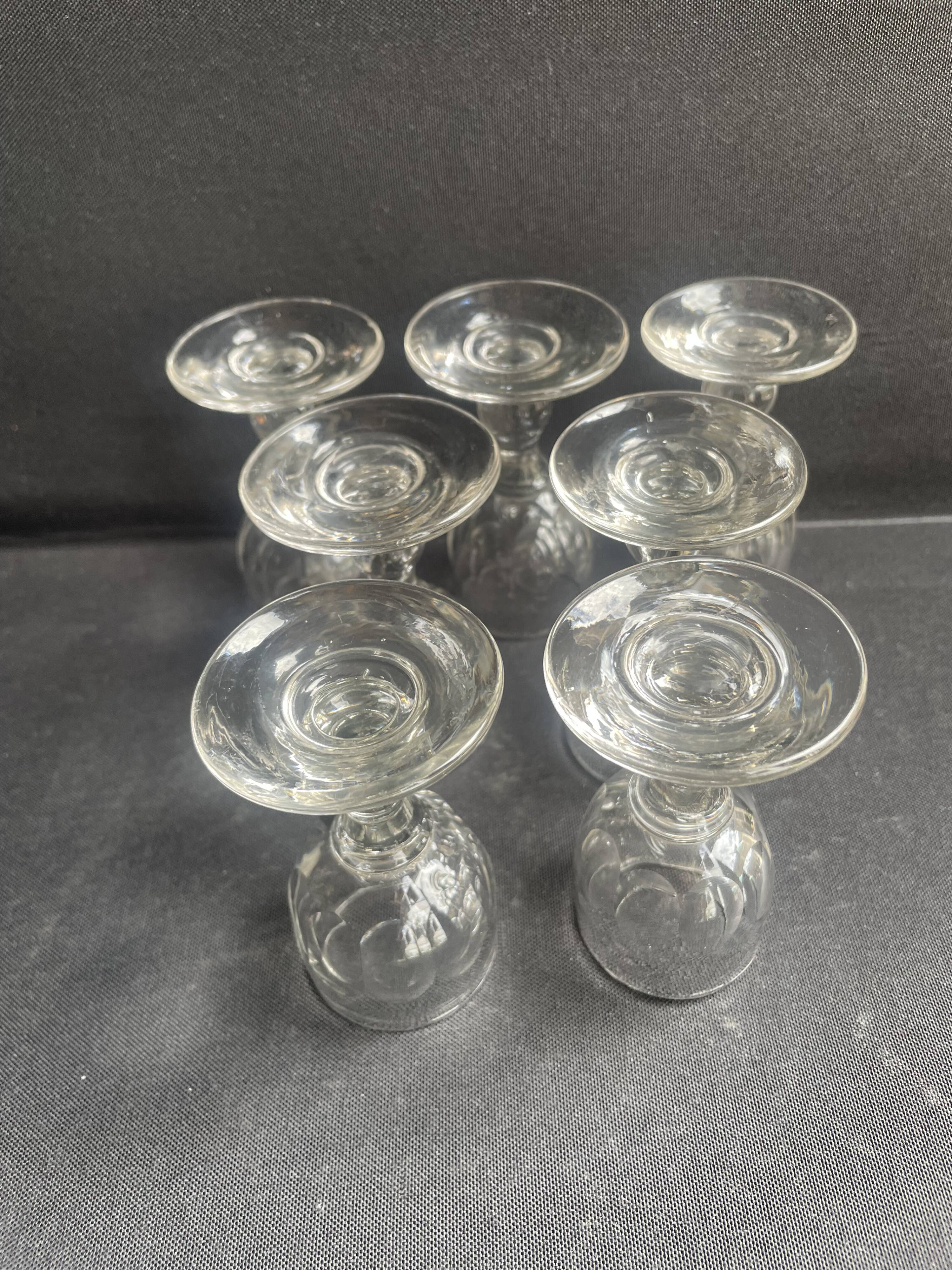 7 liqueur glasses – ½ Strong blown and cut crystal 19th century