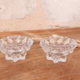 Paire de bougeoir en verre motif étoile