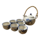 Vintage ceramic tea set for 6 bowls and a teapot.