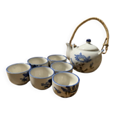 Service à thé 6 bol et la theiere en faience vintage