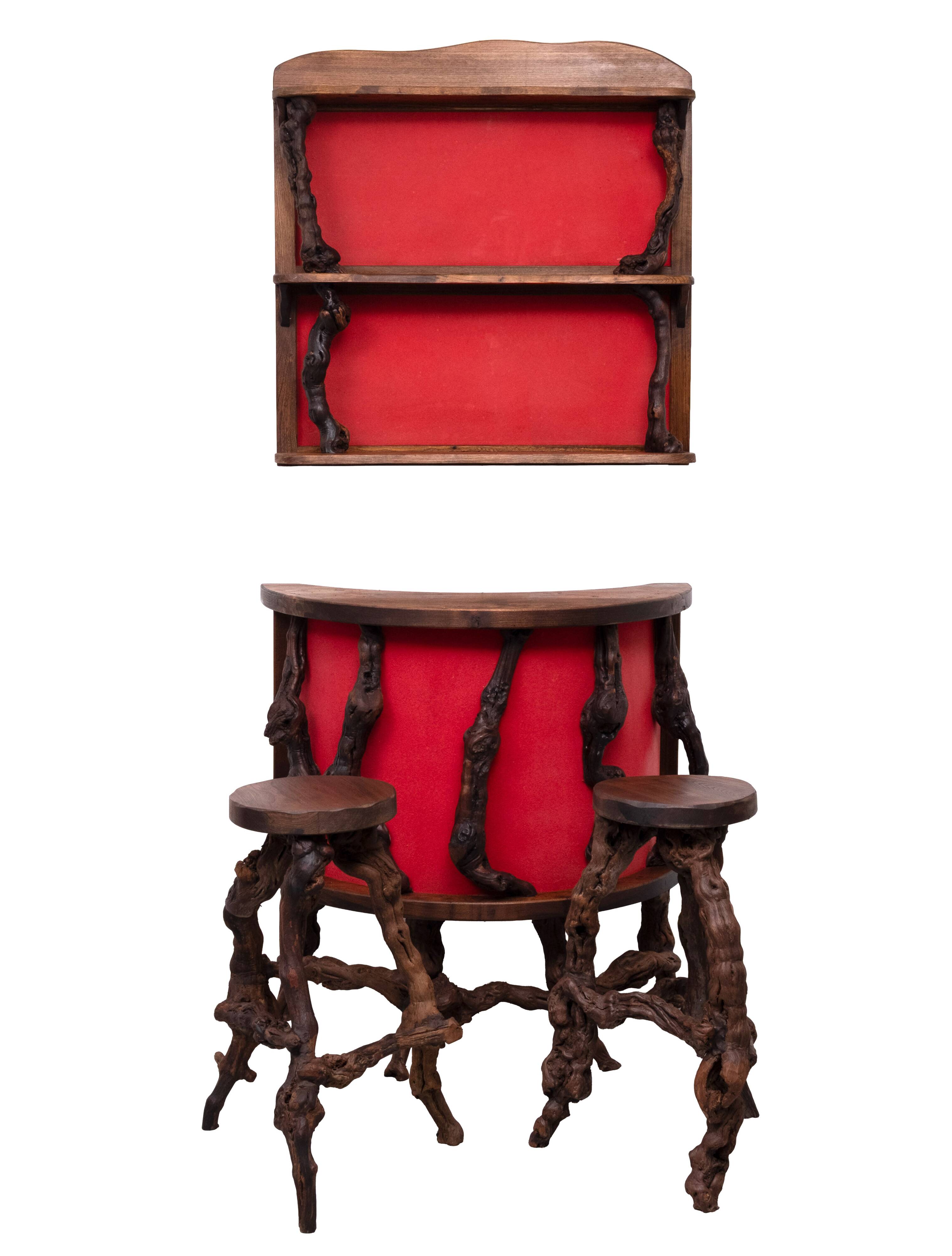 Dry Bar French Vinery Bar and Stool Set, 1960s, Set of 4