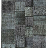 Tapis turc surteint fait à la main 171 cm x 246 cm Tapis Patchwork Noir