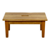 Wooden stool low rectangular seat ash wood