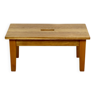 Wooden stool low rectangular seat ash wood